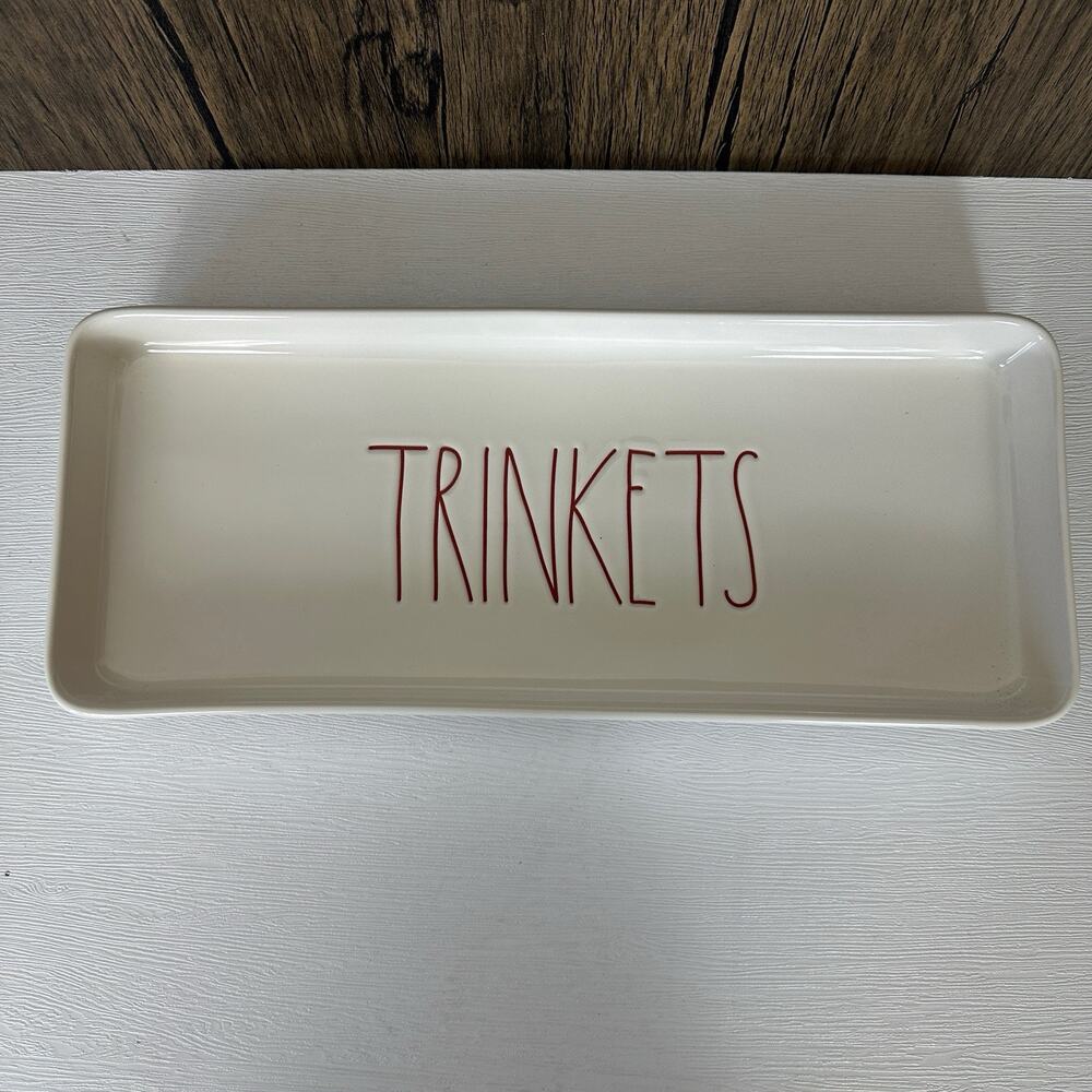 Rae Dunn TRINKETS Tray Vanity Bathroom Ceramic Artisan Collection Magenta